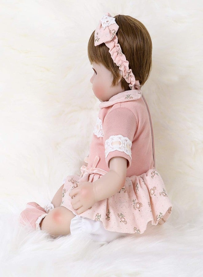 ENADOLL Reborn Baby Doll Realistic Silicone Vinyl Cute Headband Baby 16 inch Weighted Soft Body Lifelike Doll Gift Set for Ages 3+(Cute Headband) - Image 5